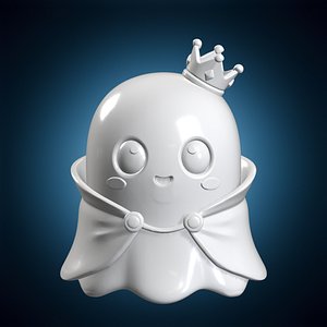 3D model Kawaii Ghost Crown Figurine 3D Print Model