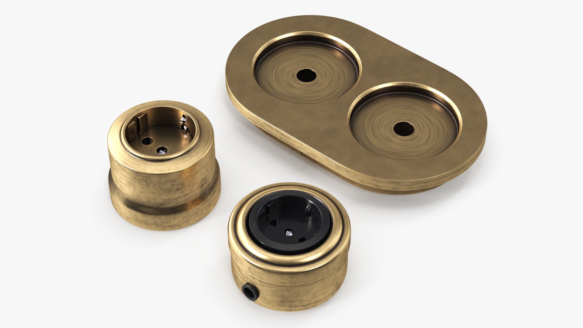 Retro Brass Sockets 3D model preview