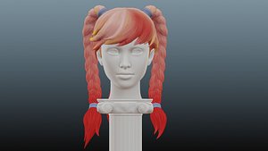 Female hair low poly