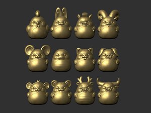 3D 12 cute animals