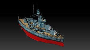 3D model Cartoon British Battleship