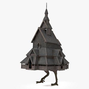 Mythological Hut on Chicken Legs Walking Animated Rigged
