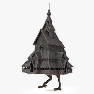 Mythological Hut on Chicken Legs Walking Animated Rigged