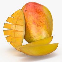 Food Fresh Mango with Cubed Half and Slice Yellow