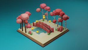 3D Garden Low-poly 3D model model