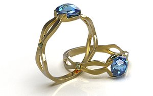 8 Tac Ring Square Fancy Stone 3D model