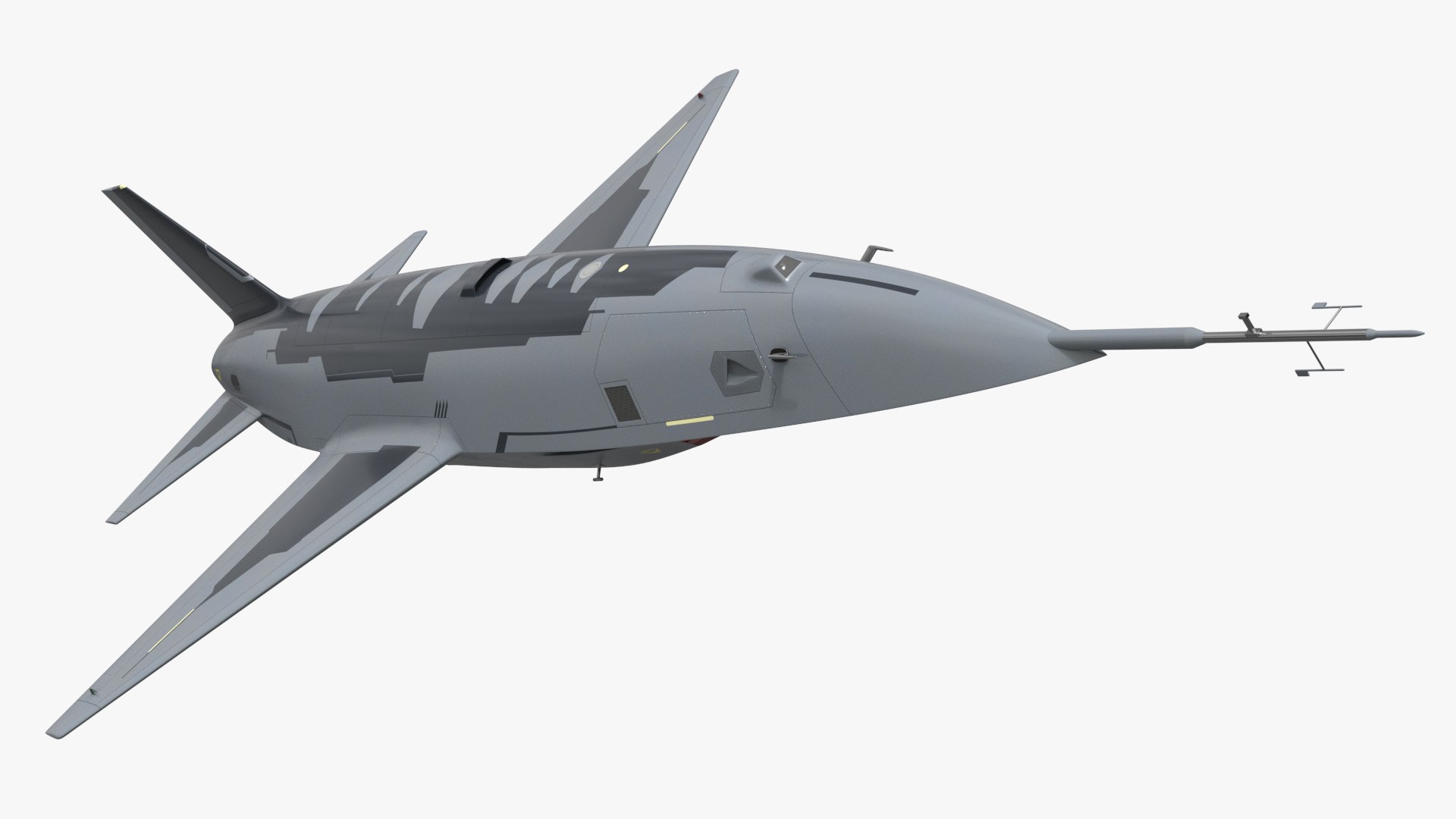 Tactical Stealth Jet with Landing Gear Deployed Grey 3D model preview