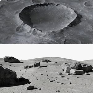 3D model Moon terrain and Moon crater