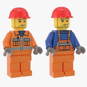 lego construction workers 3D model