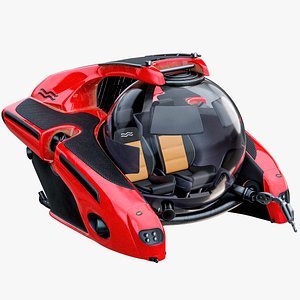 Rigged Red Mini Submersible C-Researcher PBR