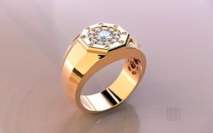 men's ring with stones 3D model