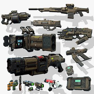 3D PBR SciFi Weapons v3
