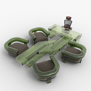 GLASS CONFERENCE SET 3D model