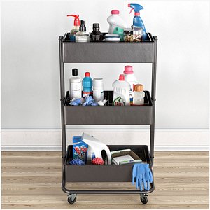 Multipurpose Janitorial Cart with Cleaning Supplies