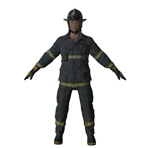 american firefighter man mobile 3D model