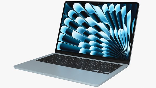 Apple MacBook Air 13 M3 2025 Azul Céu Rigged Modelo 3D
