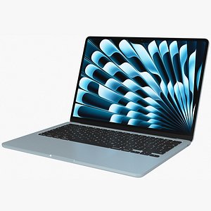 3D Apple MacBook Air 13 M4 2025 Sky Blue Rigged