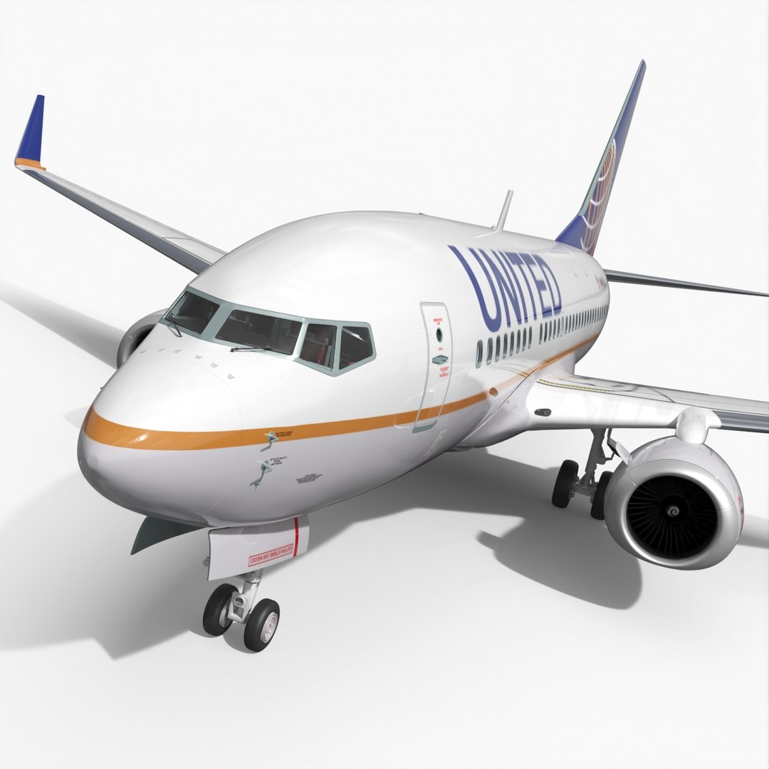 United Airlines Boeing 737-600 with Interior Rigged for Cinema 4D 3D model preview