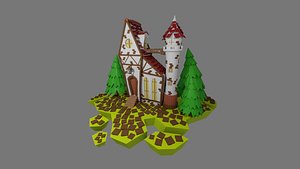 Cartoon house 3d lowpoly