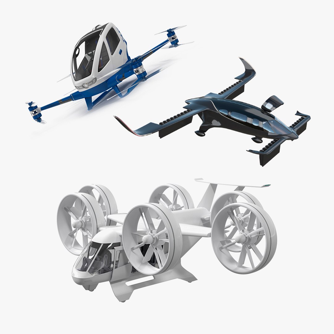 Rigged Air Taxi Collection 2 3D model preview