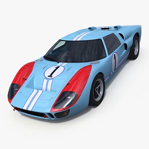 Ford GT40 Racing Car Blue Simplified