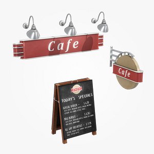 3D cafe signs model