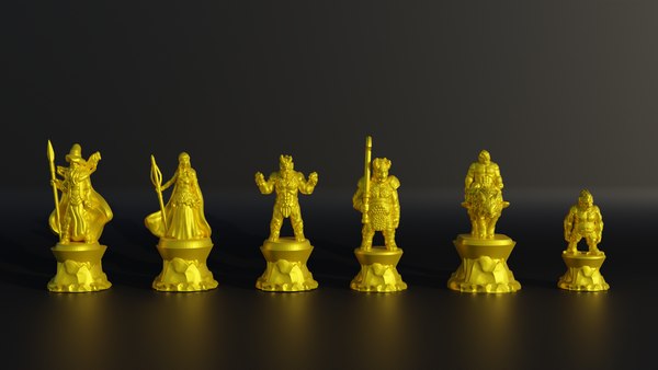 Complete Chess Pieces 3D model 3D printable