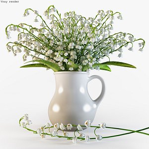 convallaria majalis flowers pitcher 3d model