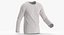 3D Long Sleeve Worn Male Crew Neck Pose 02 White Blank and Branded Heather