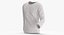 3D Long Sleeve Worn Male Crew Neck Pose 02 White Blank and Branded Heather