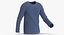 3D Long Sleeve Worn Male Crew Neck Pose 02 White Blank and Branded Heather