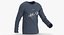 3D Long Sleeve Worn Male Crew Neck Pose 02 White Blank and Branded Heather