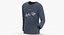 3D Long Sleeve Worn Male Crew Neck Pose 02 White Blank and Branded Heather