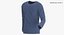 3D Long Sleeve Worn Male Crew Neck Pose 02 White Blank and Branded Heather