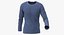 3D Long Sleeve Worn Male Crew Neck Pose 02 White Blank and Branded Heather
