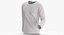 3D Long Sleeve Worn Male Crew Neck Pose 02 White Blank and Branded Heather