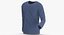 3D Long Sleeve Worn Male Crew Neck Pose 02 White Blank and Branded Heather