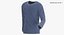 3D Long Sleeve Worn Male Crew Neck Pose 02 White Blank and Branded Heather