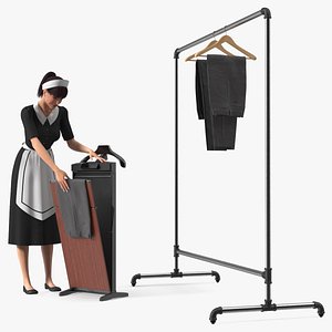 Housekeeper with Trouser Press and Clothes Rack