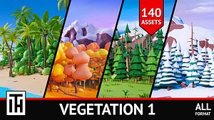 3D model low poly vegetation 1