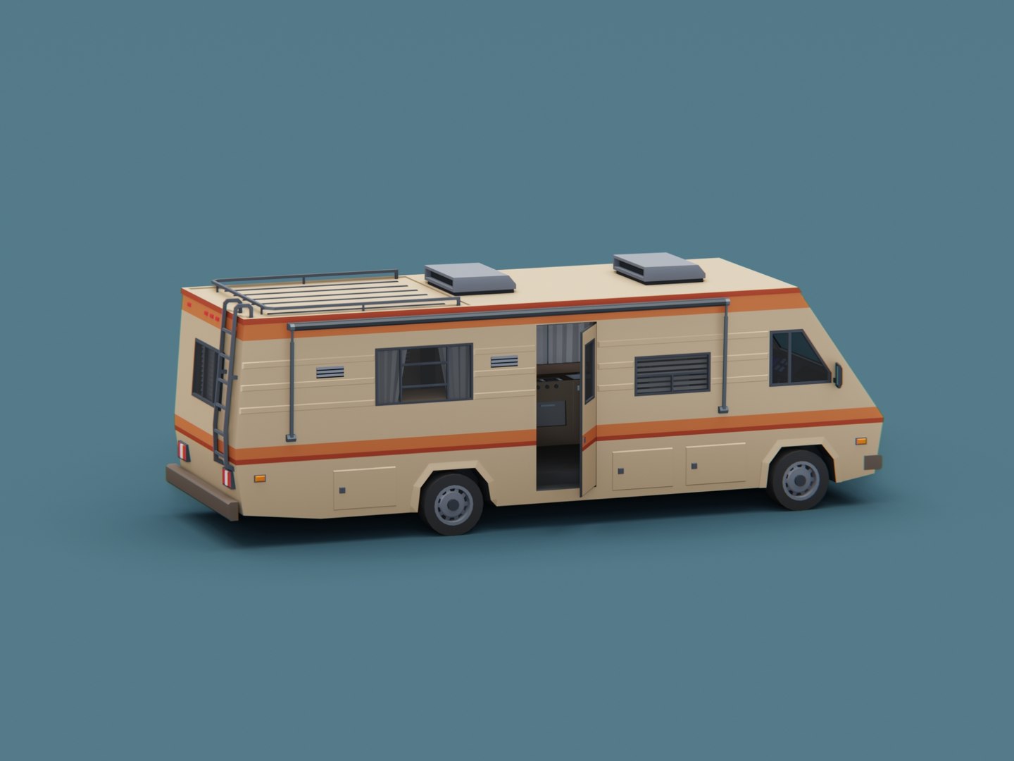 3D Model Motorhome Classic Stylized Low Poly - TurboSquid 2016909