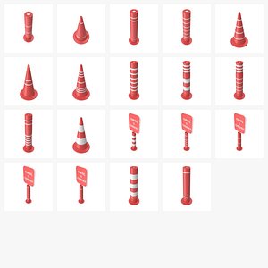 Plastic Traffic Cones &ndash; High Quality 3D Models (Bundle) 3D