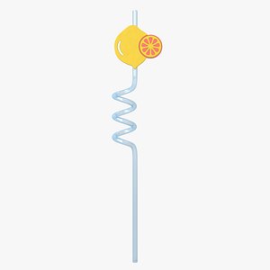 Drinking Straw With Lemon 3D model