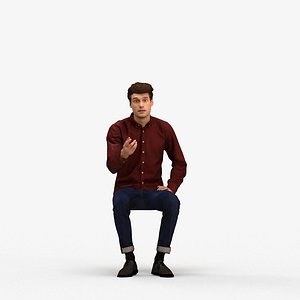 00499Liam008 - Adult Caucasian man talking at home in casual autumn or spring attire