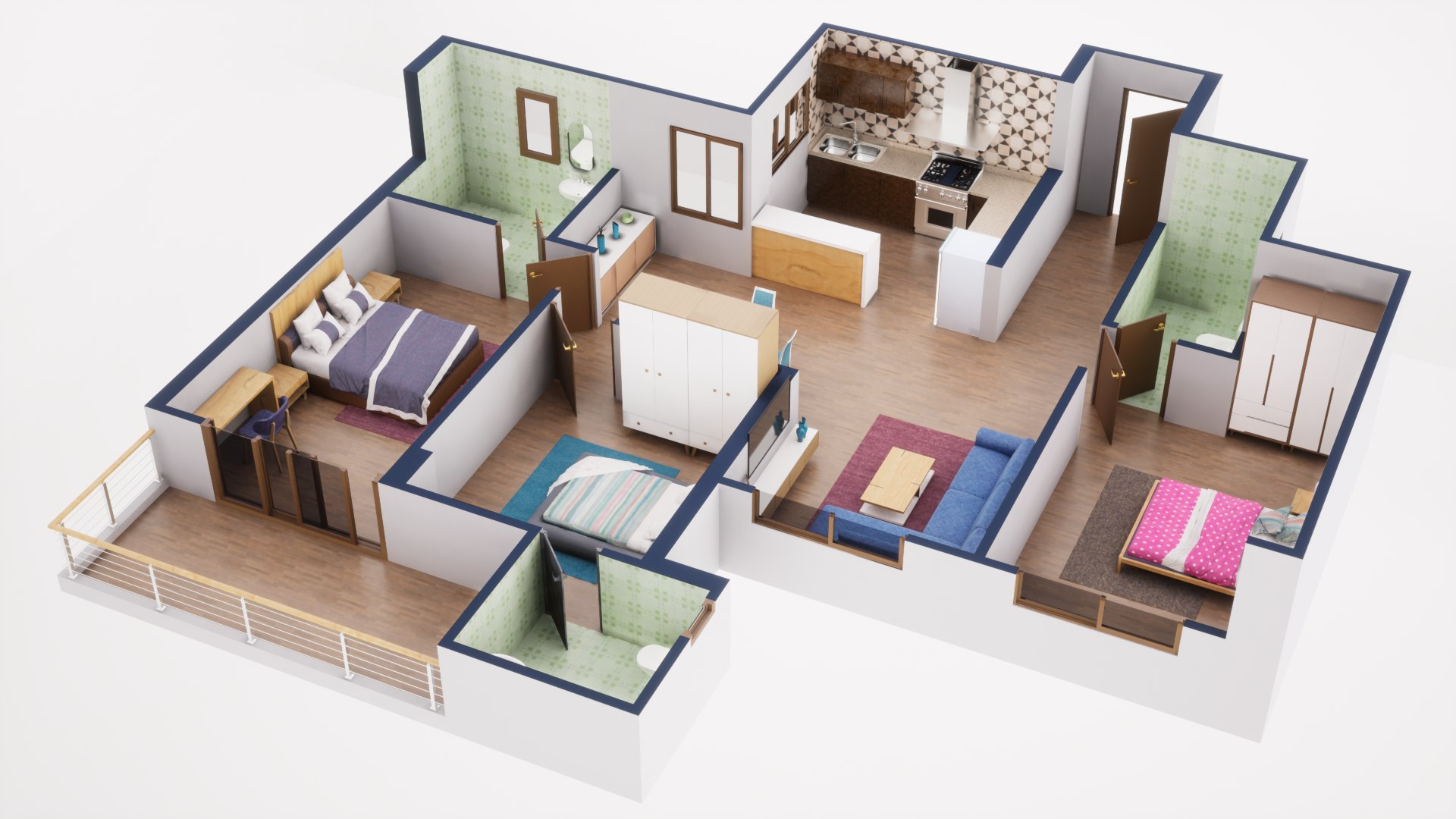 3D Model 3D Floor Plan Model 44 - TurboSquid 1972159