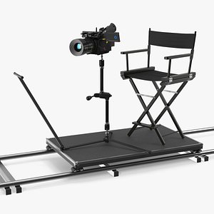 Rail Camera Dolly with Seat and Camcorder