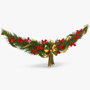 3D model Christmas Garland v 5 with Bows and Ribbon 2