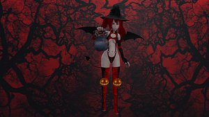 Halloween Woman- LowPoly Game Ready Character 3D model