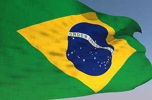 3D model brazilian waving flag animation