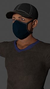 Masked Man Low-poly 3D model Ready for games